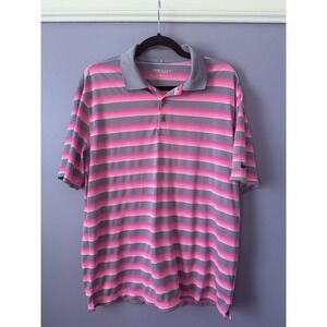 Men's Nike Dri Fit Striped Golf polo size M Tour Performance Gray & pink stripes